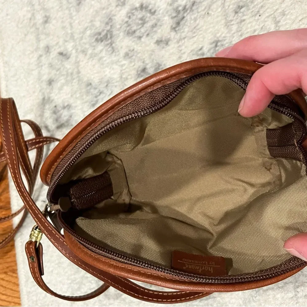 Vintage Hartmann By Lombardo Small Woven Brown Leather Crossbody Bag